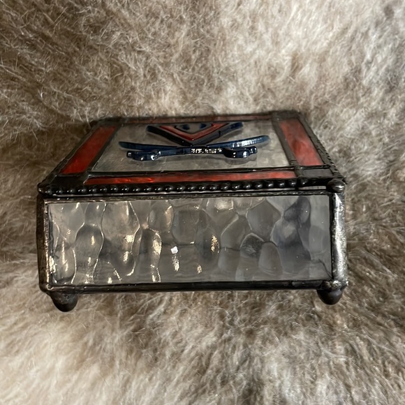 UVA University of Virginia Cavaliers Crossed Sabers Stained Glass Container - Picture 4 of 7